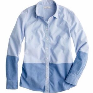 J.Crew Size 6 Colorblock Light Blue Button-Up Shirt